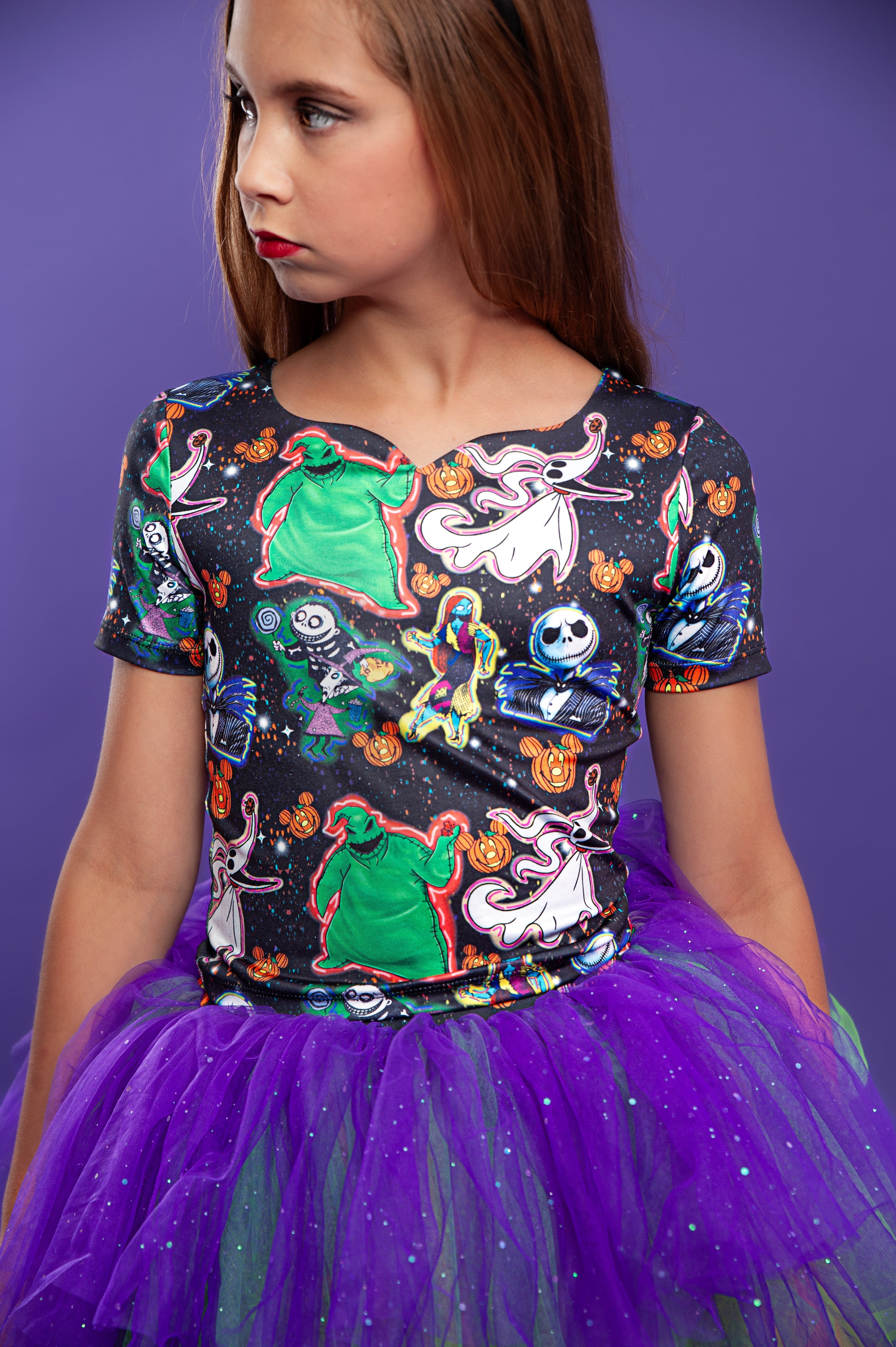 Nightmare before Christmas print two piece tutu set full coverage