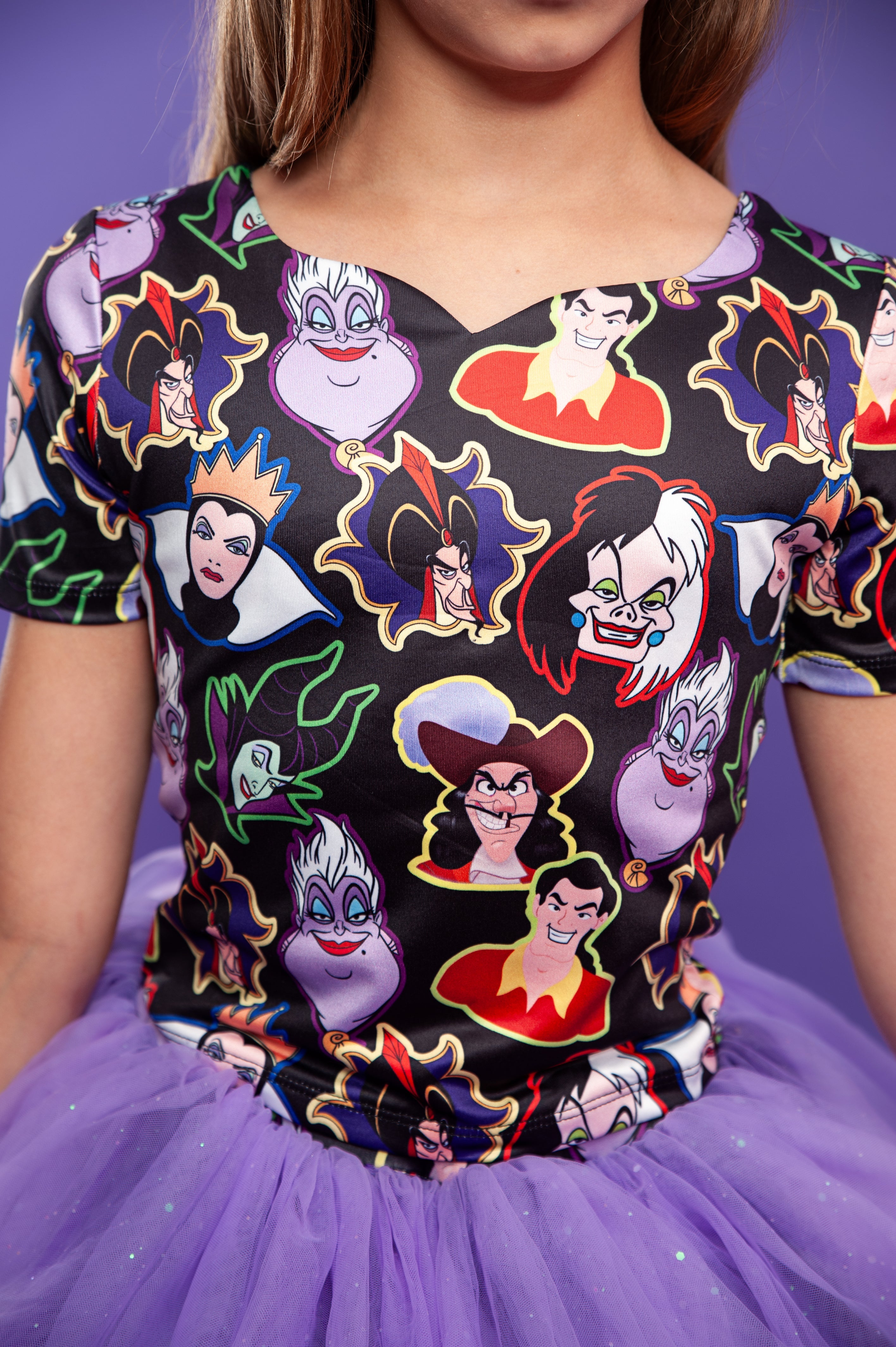 Villains print two piece tutu set full coverage