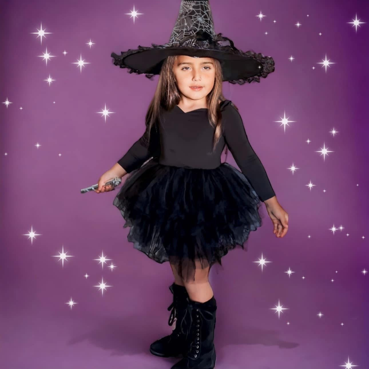 Long sleeve black soft tulle tutu leotard- one piece