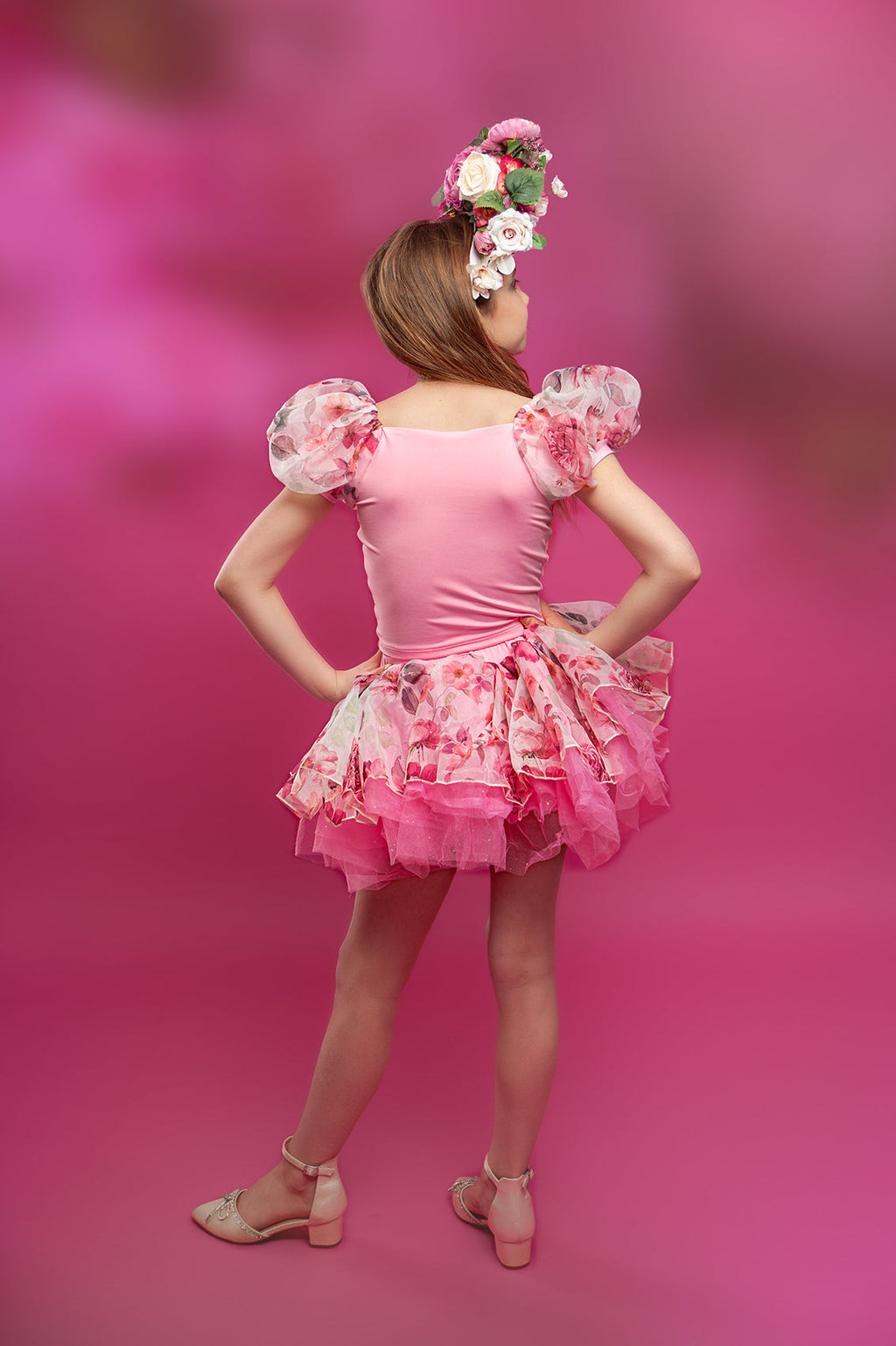 Floral mesh soft rhinestone tutu set Bamboo