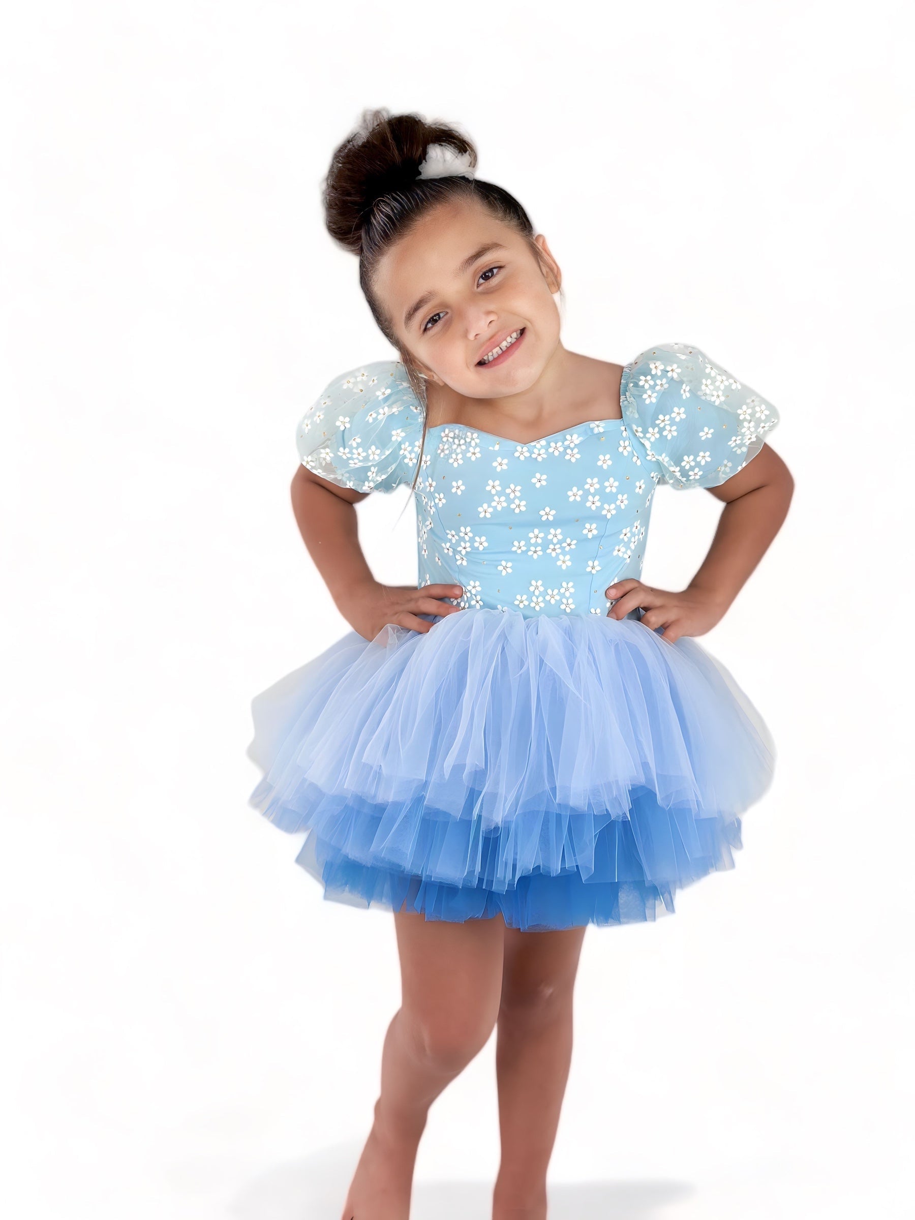 Spring floral blue tutu leotard- one piece