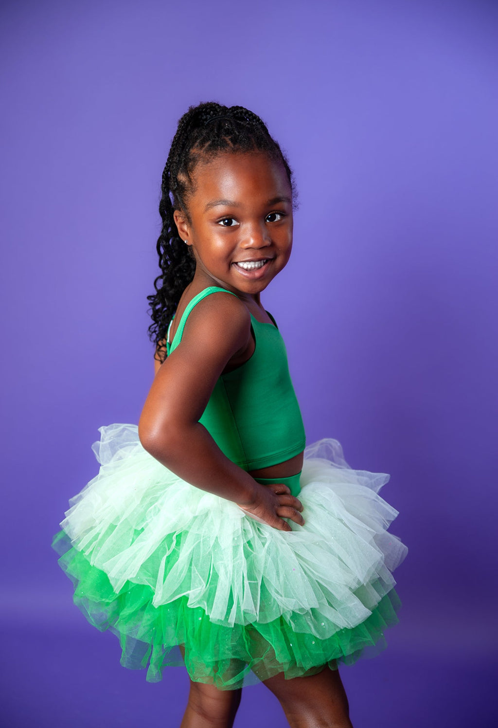 Green two piece bamboo tutu set