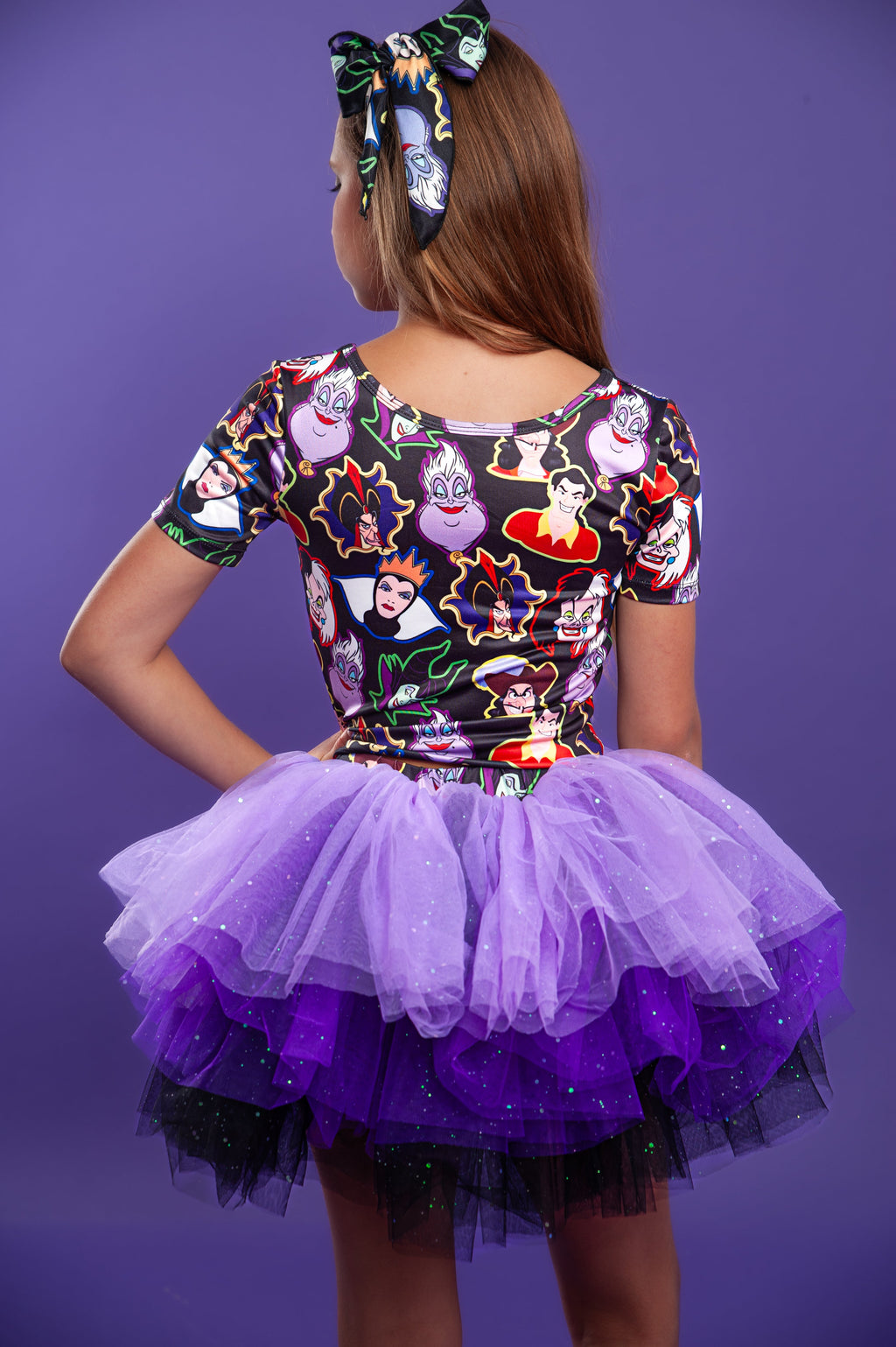 Villains print two piece tutu set full coverage