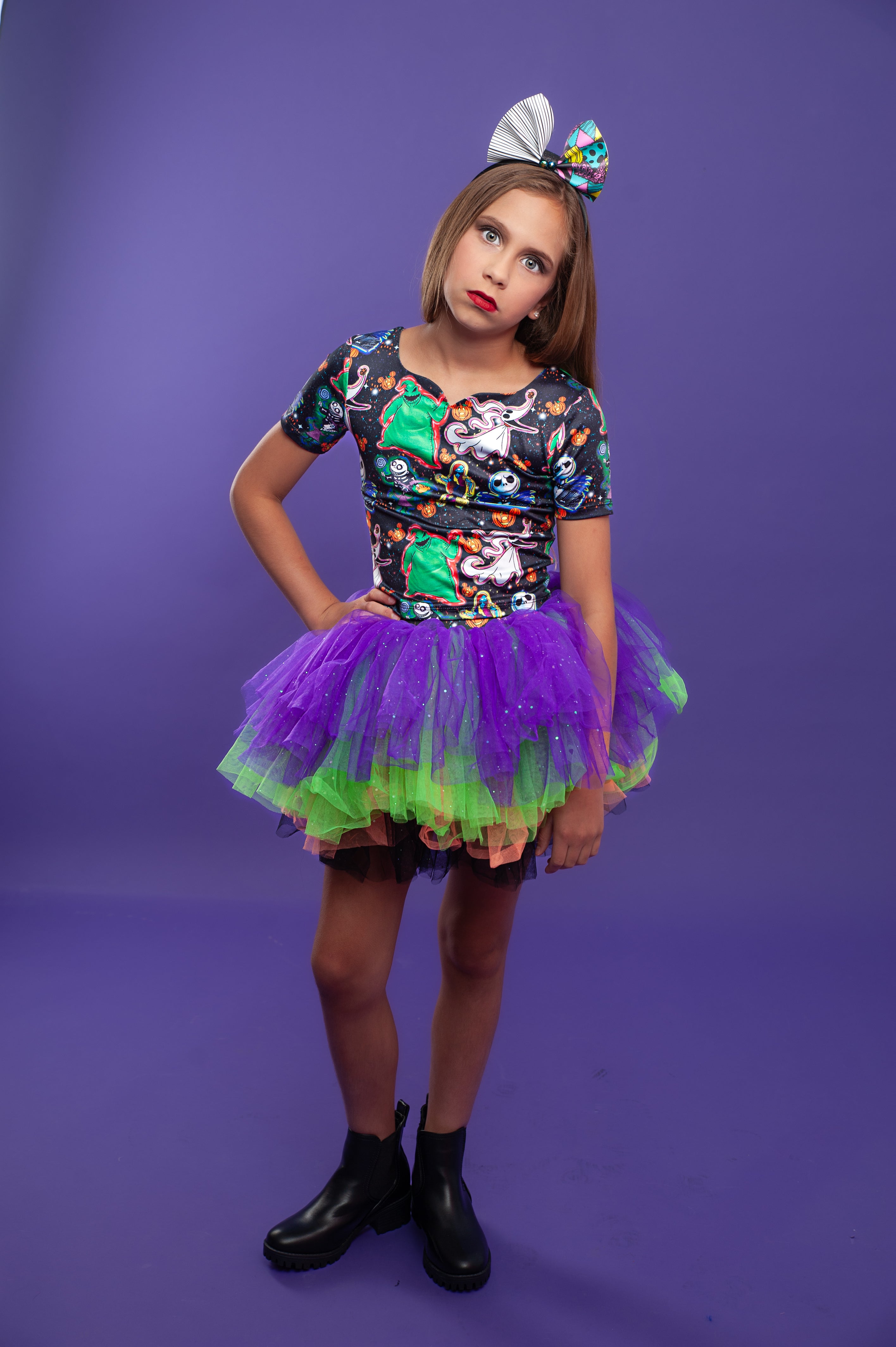 Nightmare before Christmas print two piece tutu set full coverage
