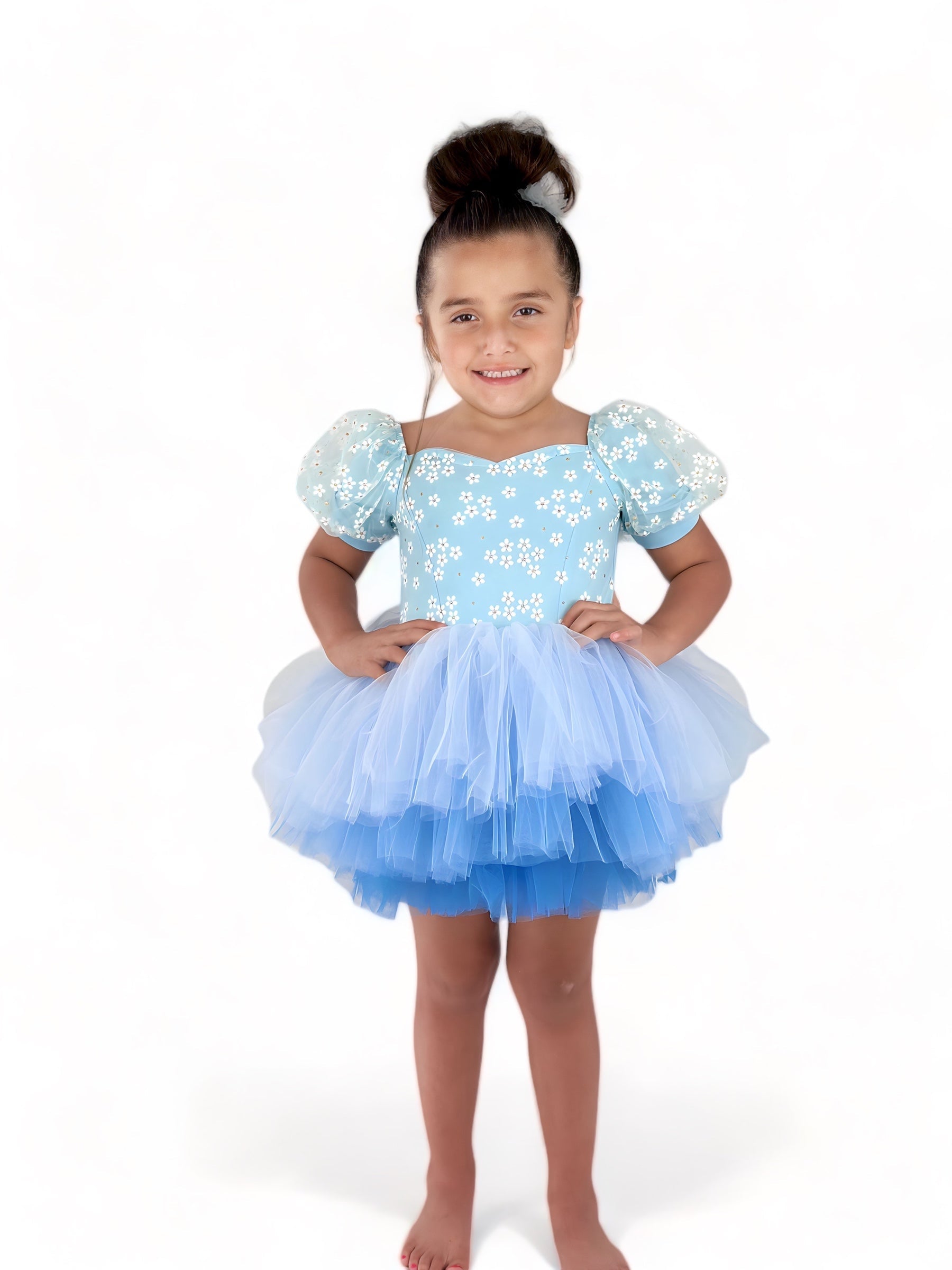 Spring floral blue tutu leotard- one piece