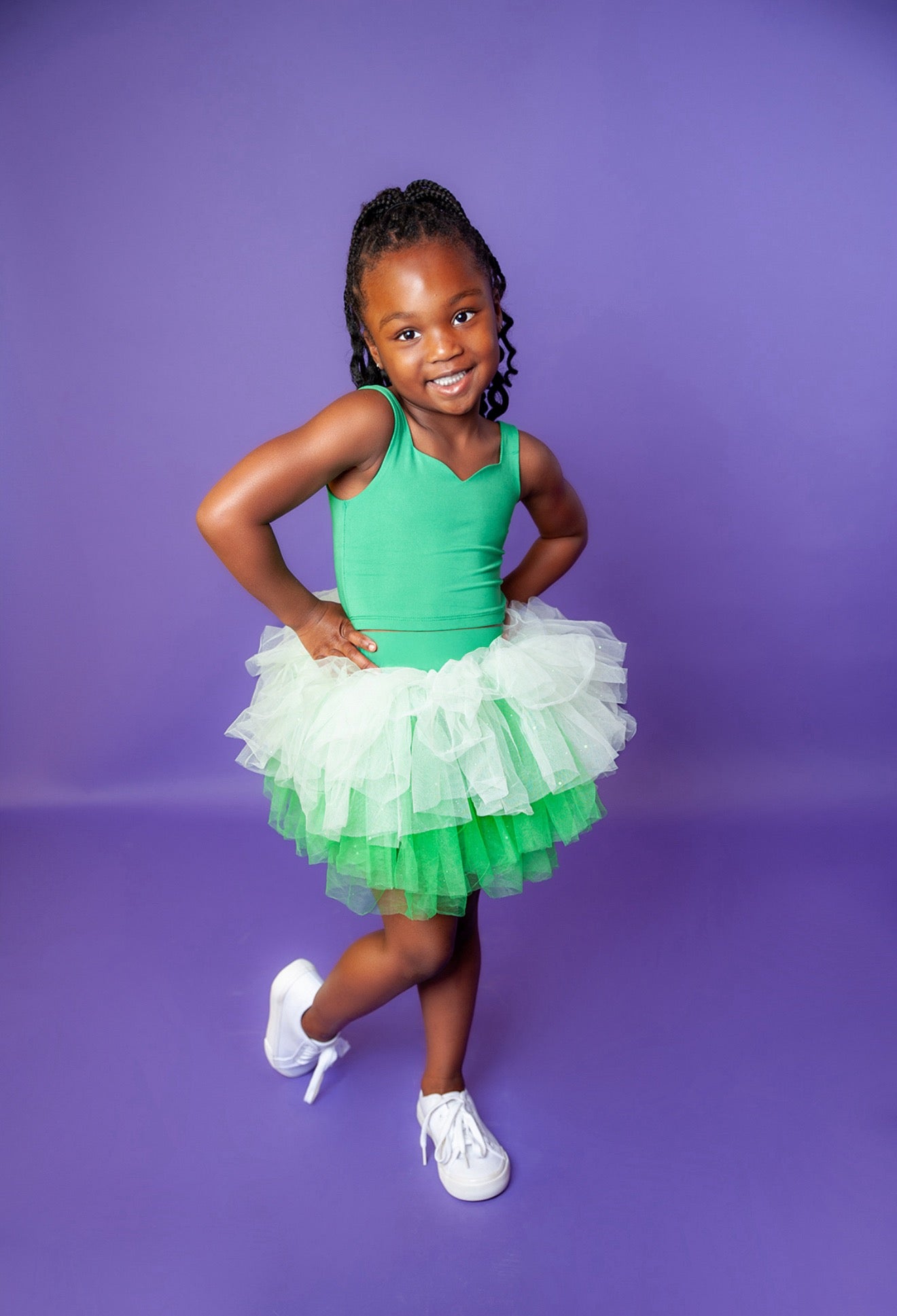 Green two piece bamboo tutu set