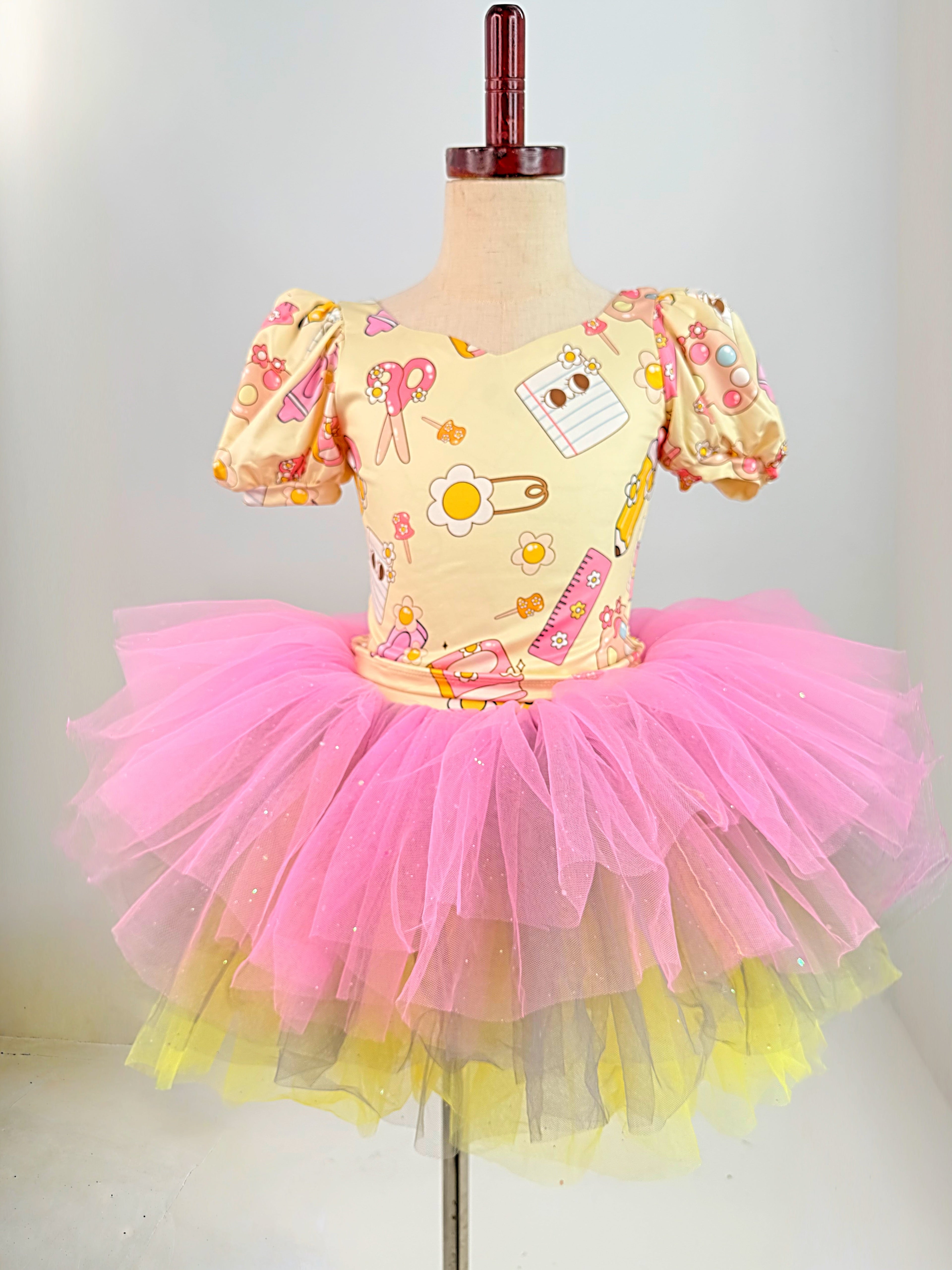 School print two piece bamboo tutu set (full top)