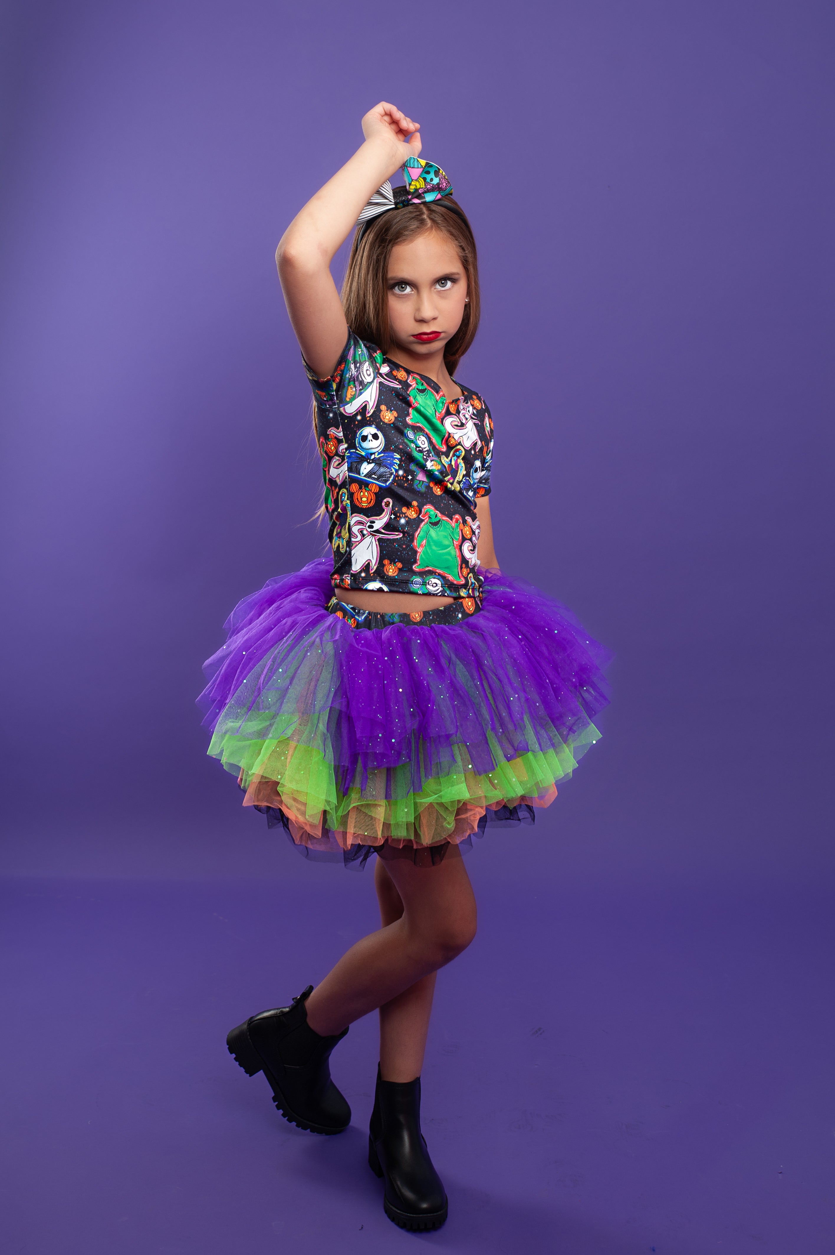 Nightmare before Christmas print two piece tutu set full coverage