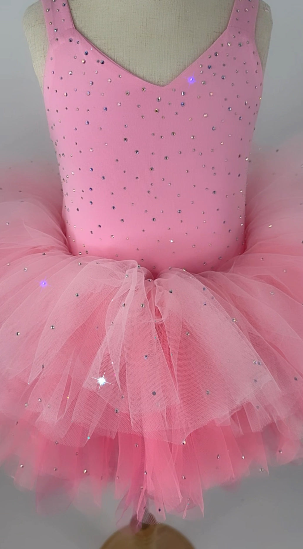 Rhinestones on both leotard and tutu
