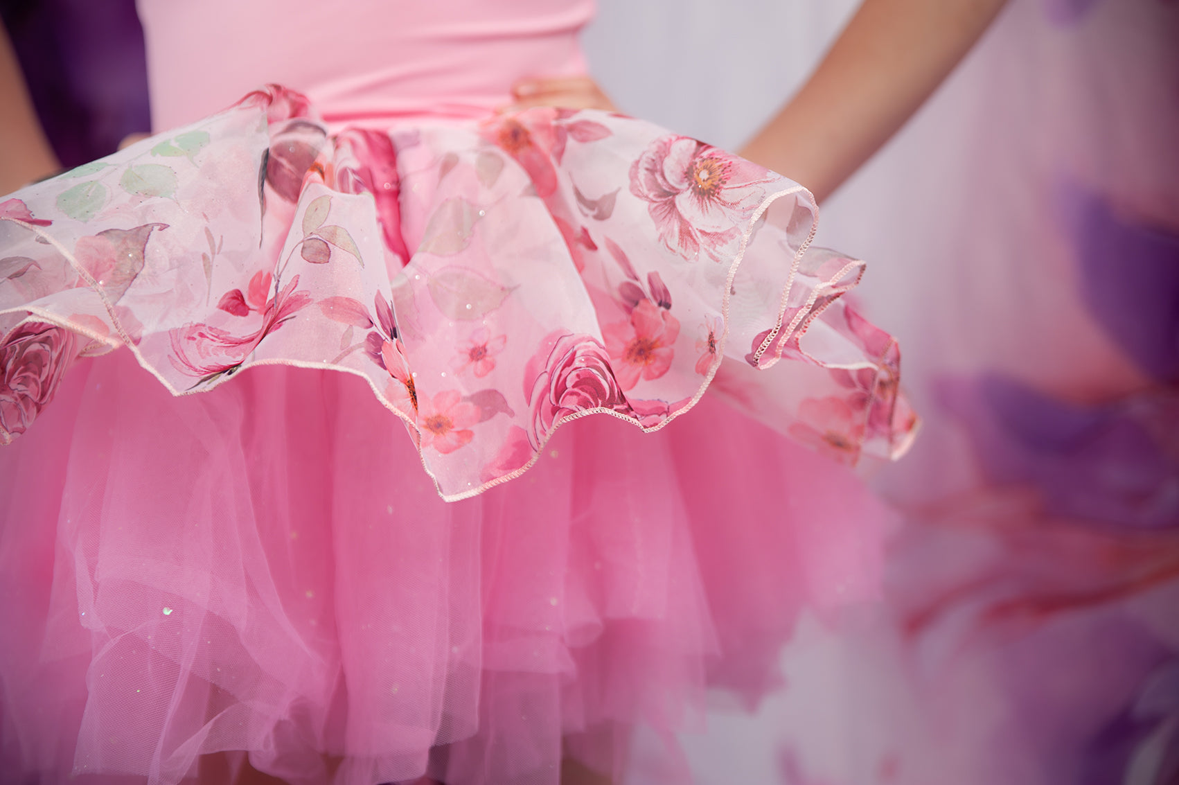 Floral mesh soft rhinestone tutu set Bamboo