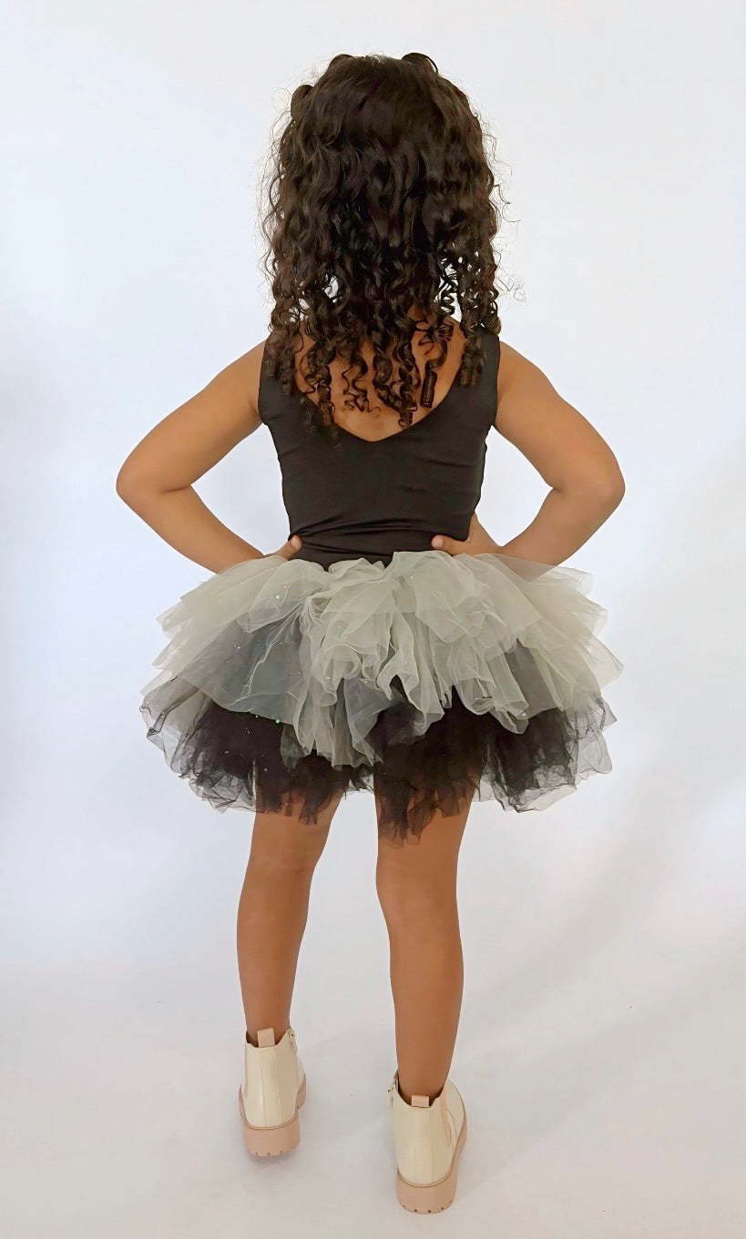 Black two piece bamboo tutu set