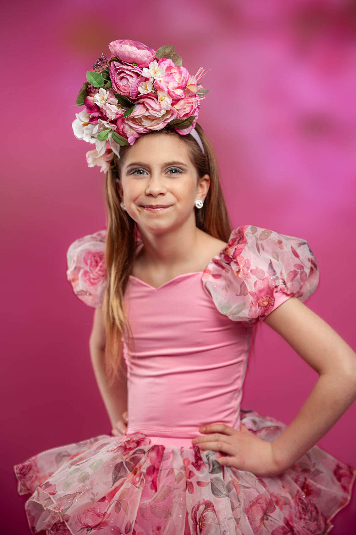 Floral mesh soft rhinestone tutu set Bamboo