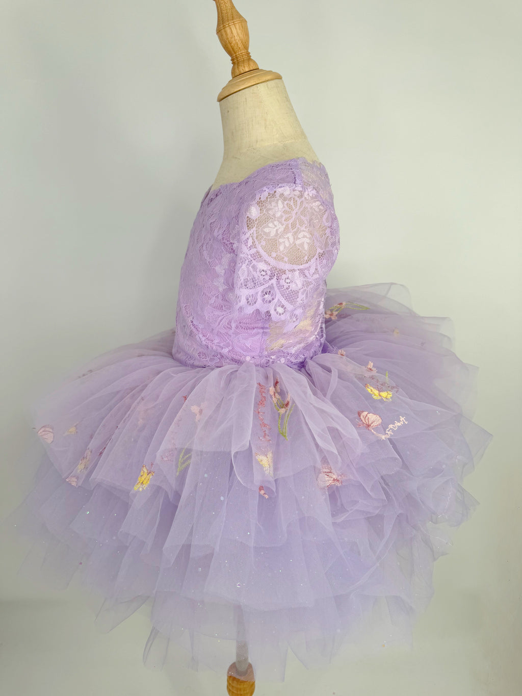 Purple lace soft floral rhinestone tutu set Bamboo