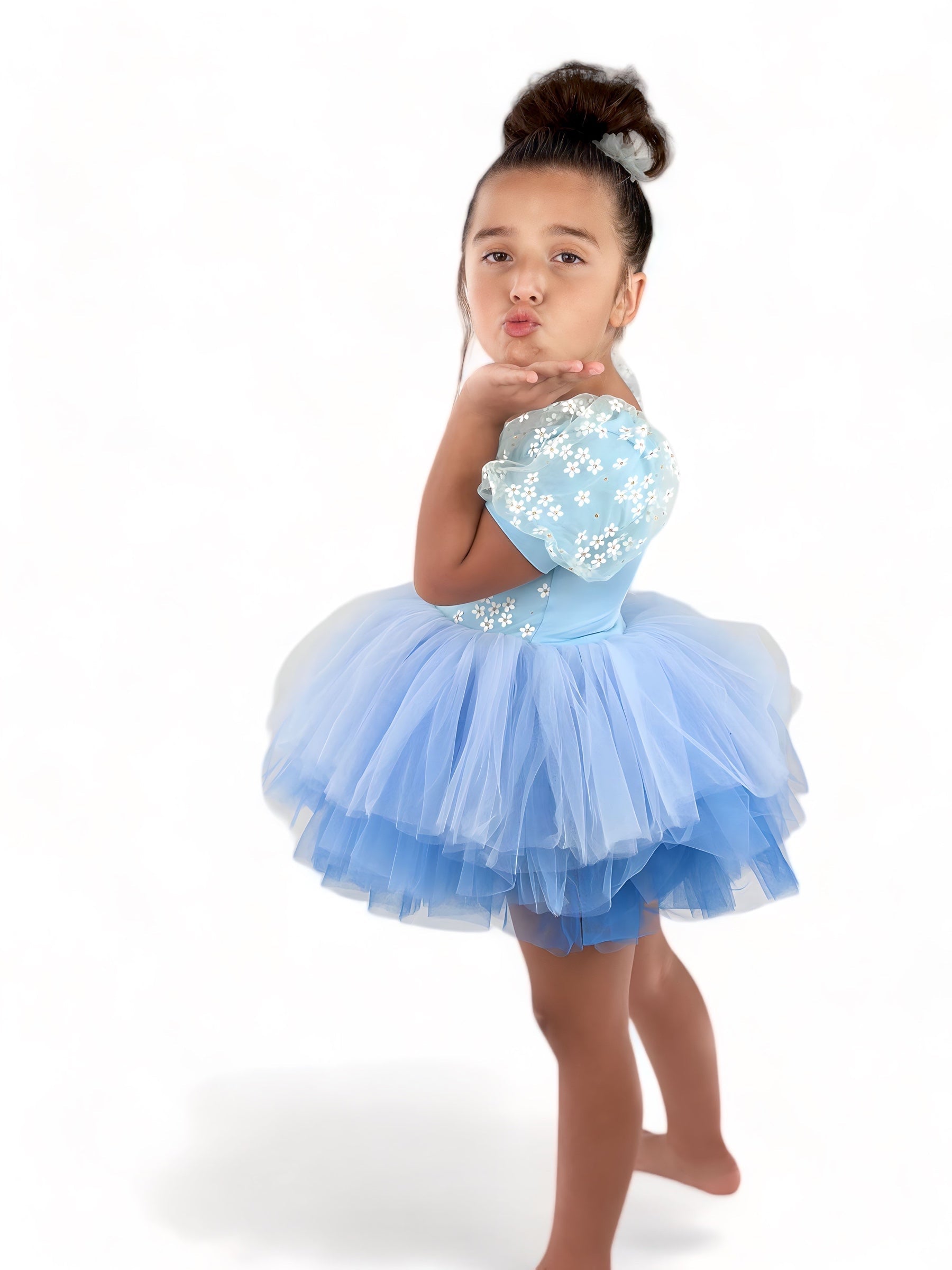 Spring floral blue tutu leotard- one piece
