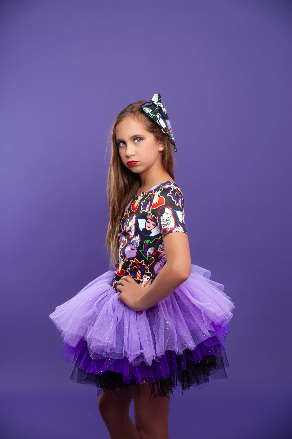 Villains print two piece tutu set full coverage