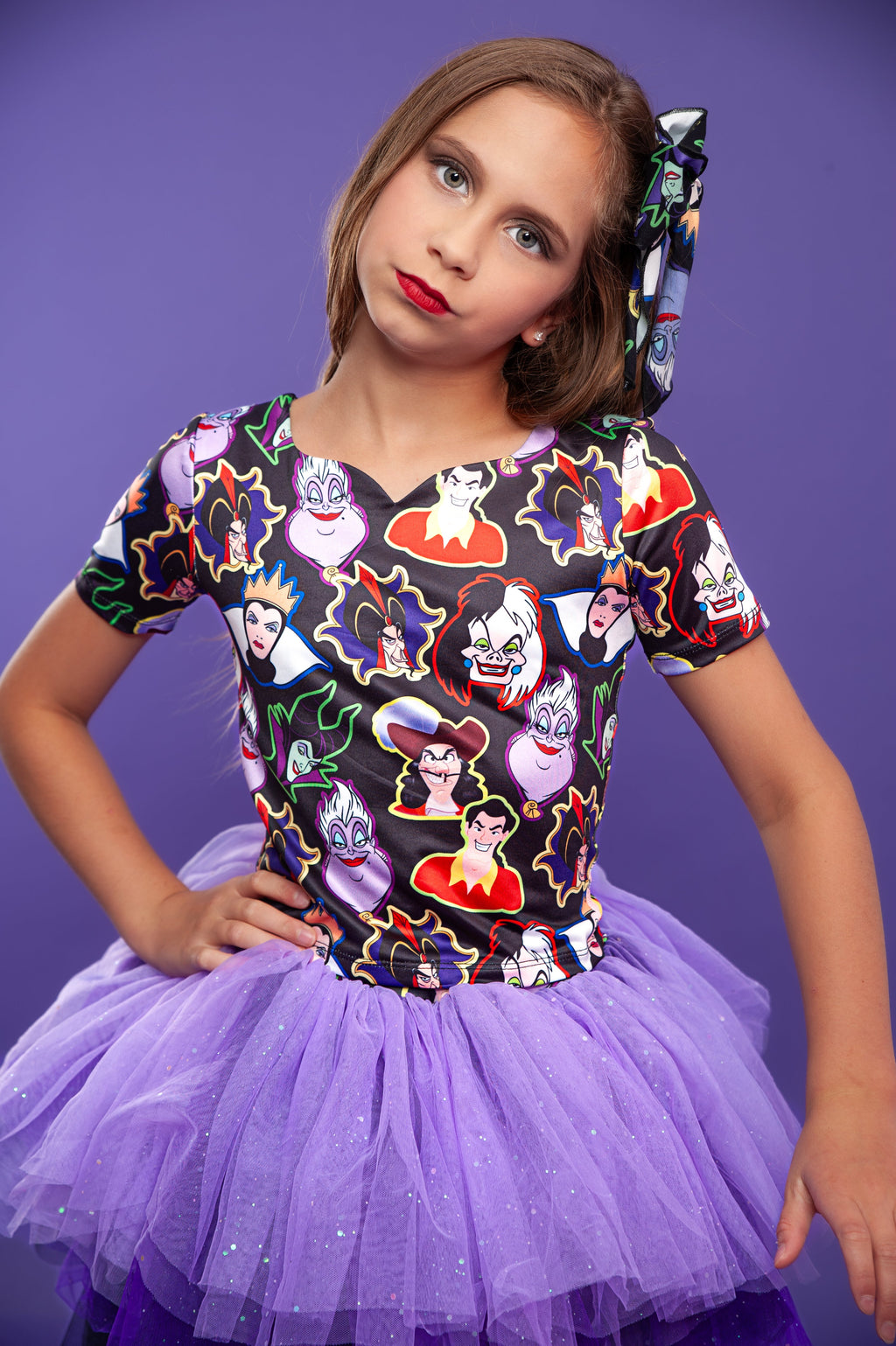 Villains print two piece tutu set full coverage