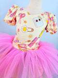 School print two piece bamboo tutu set (full top)
