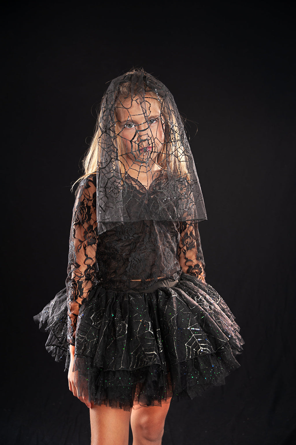 VEIL AND SPIDERWEB MESH TOP (NO TUTU)