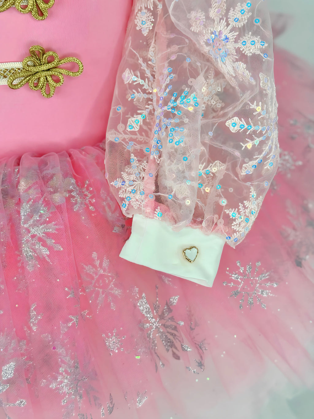 Pink snowflake tutu dress one piece - with option to add nutcracker embellishments