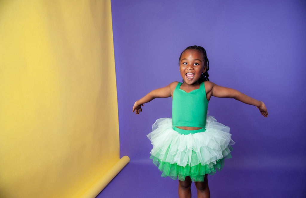 Green two piece bamboo tutu set