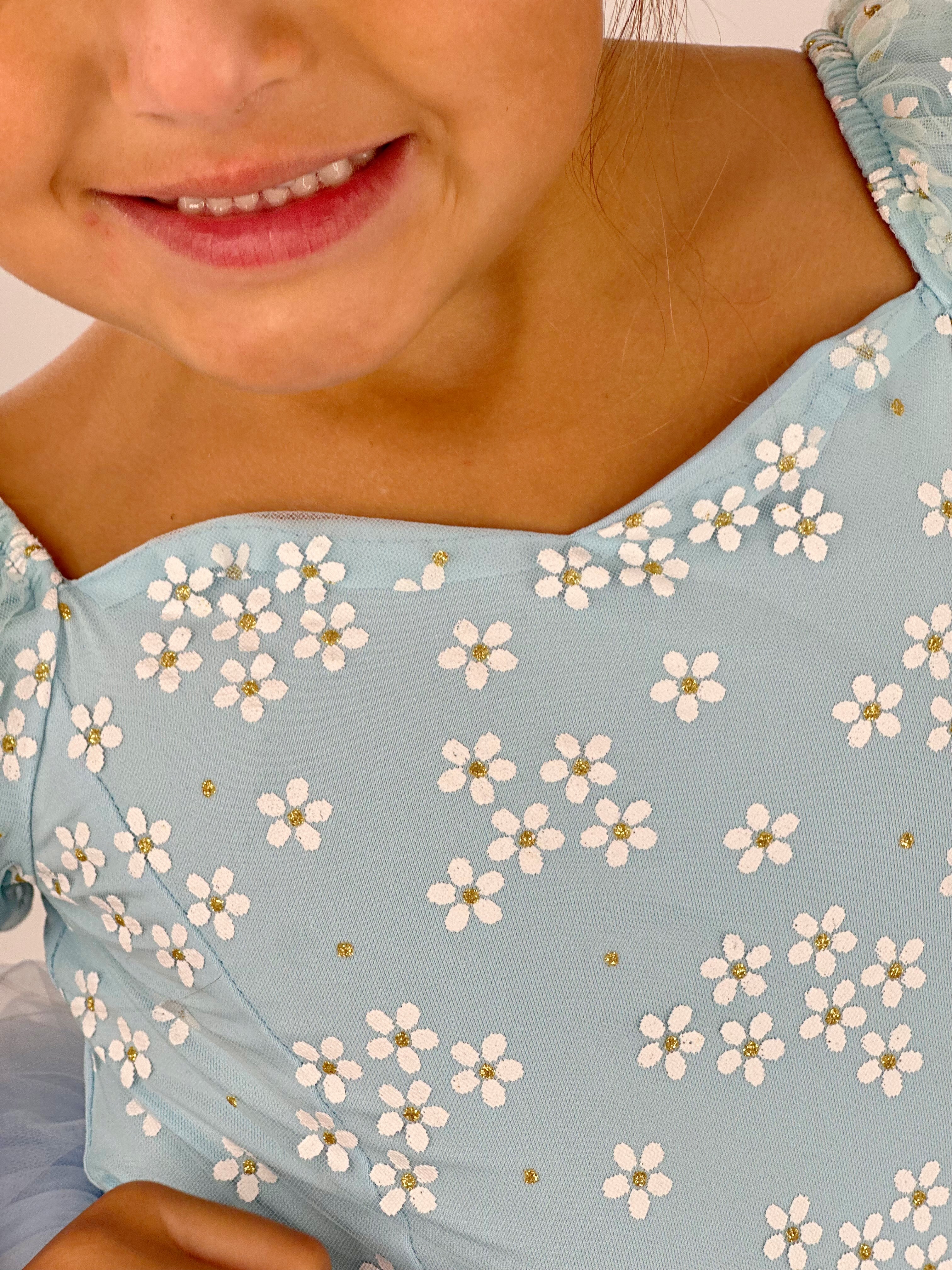 Spring floral blue tutu leotard- one piece