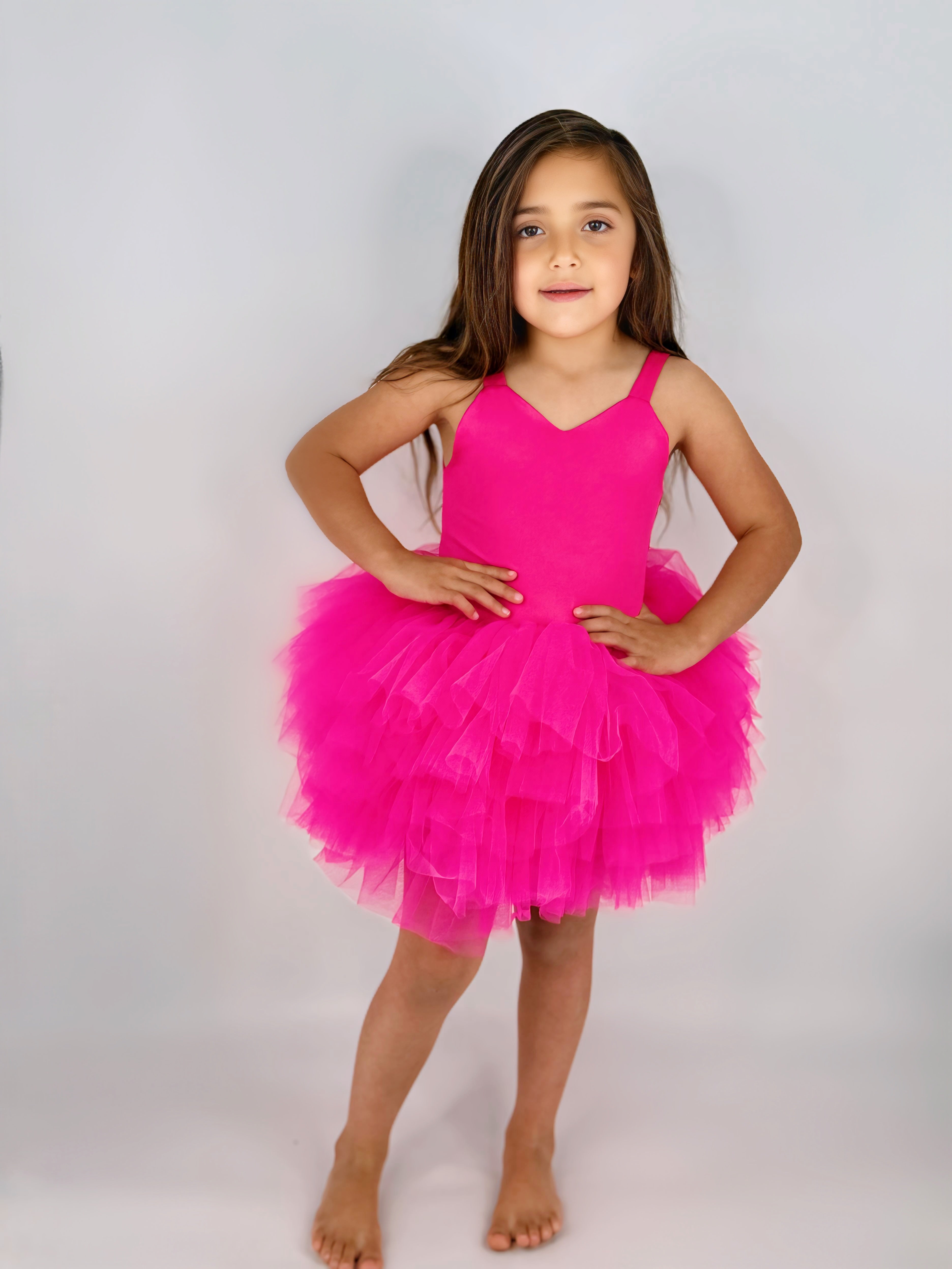 Hot pink  tutu leotard SOFT TULLE- one piece