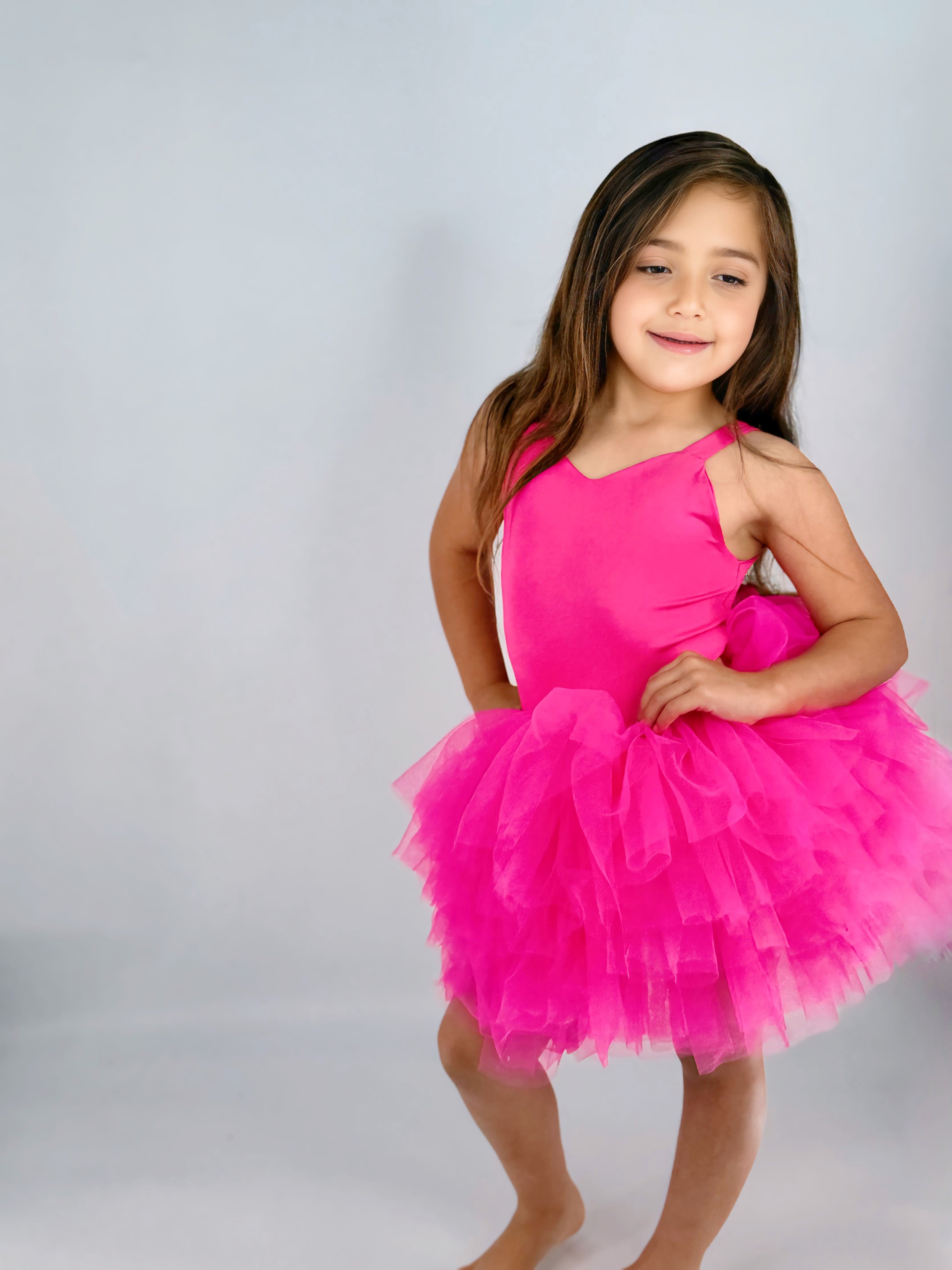 Hot pink  tutu leotard SOFT TULLE- one piece