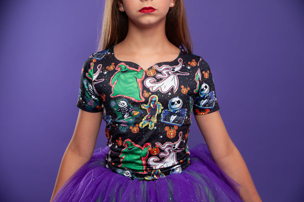 Nightmare before Christmas print two piece tutu set full coverage