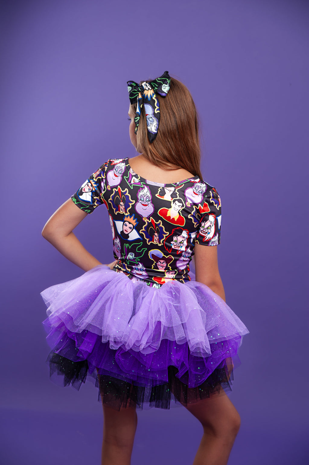 Villains print two piece tutu set full coverage