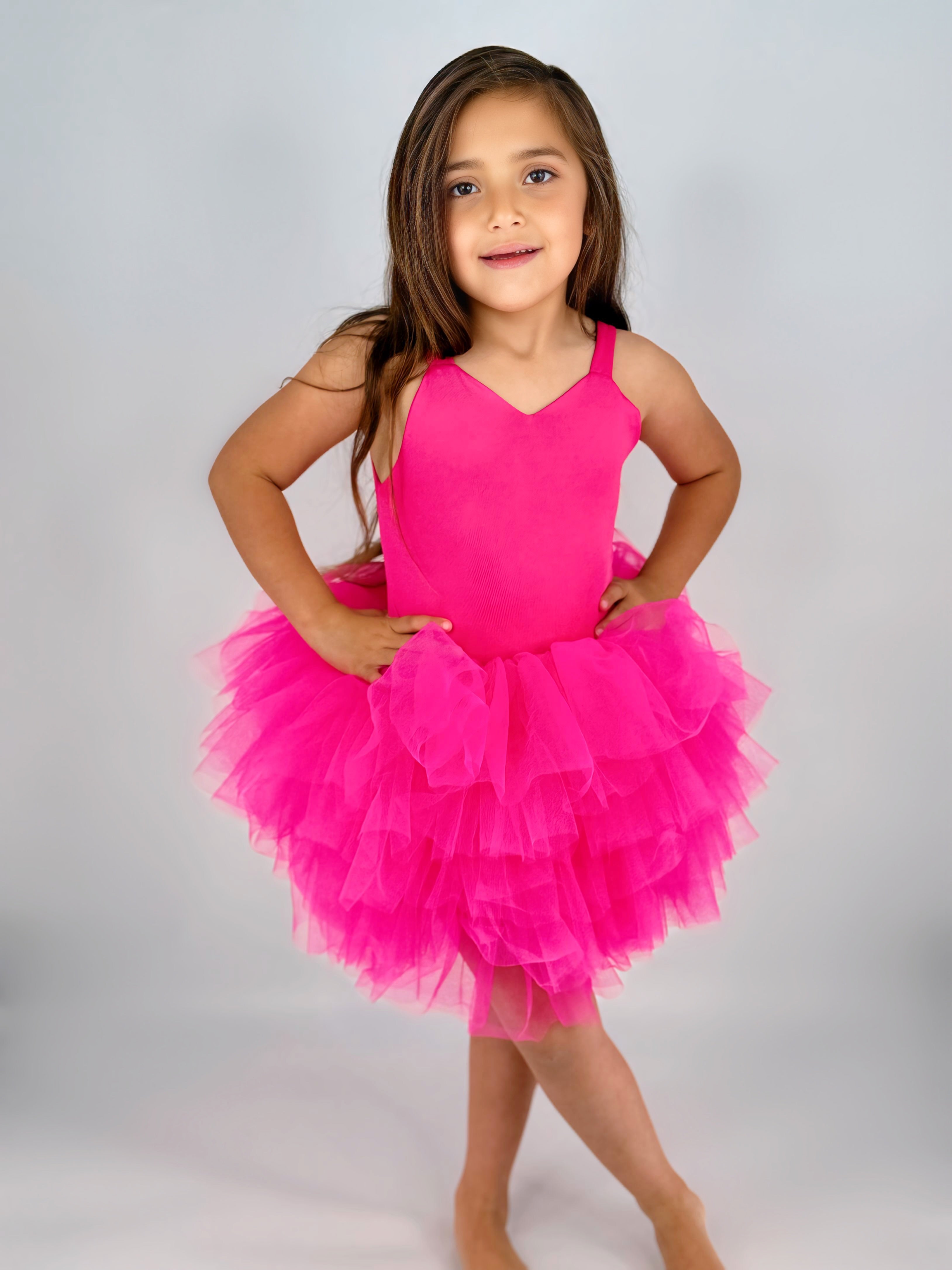 Hot pink  tutu leotard SOFT TULLE- one piece