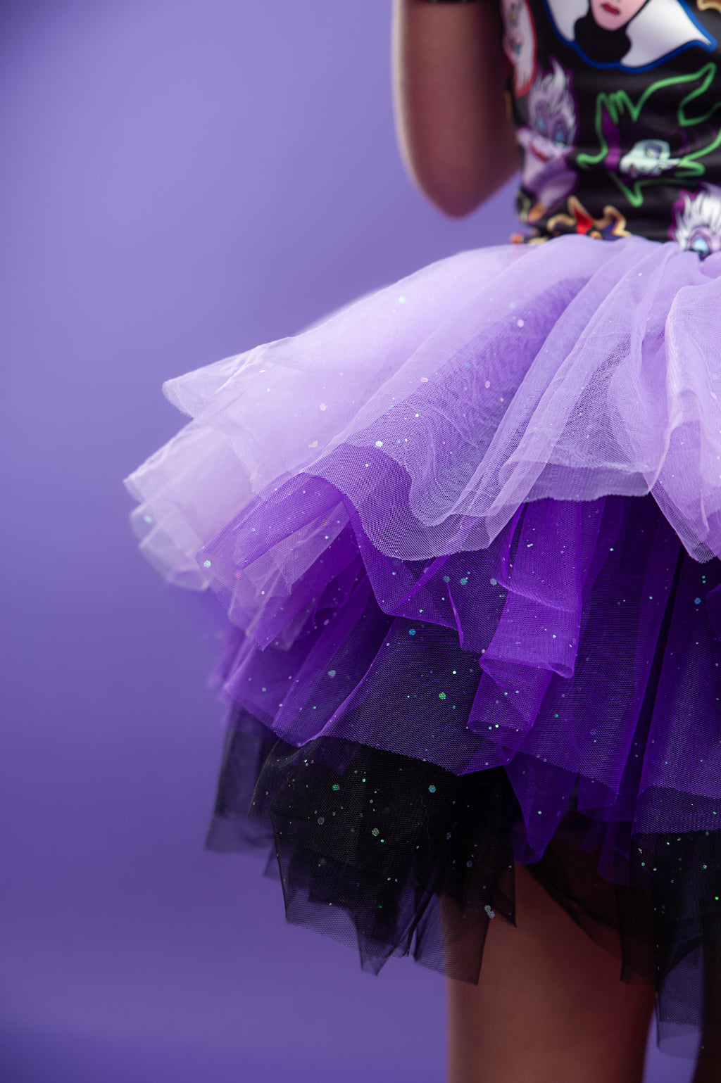 Villains print two piece tutu set full coverage