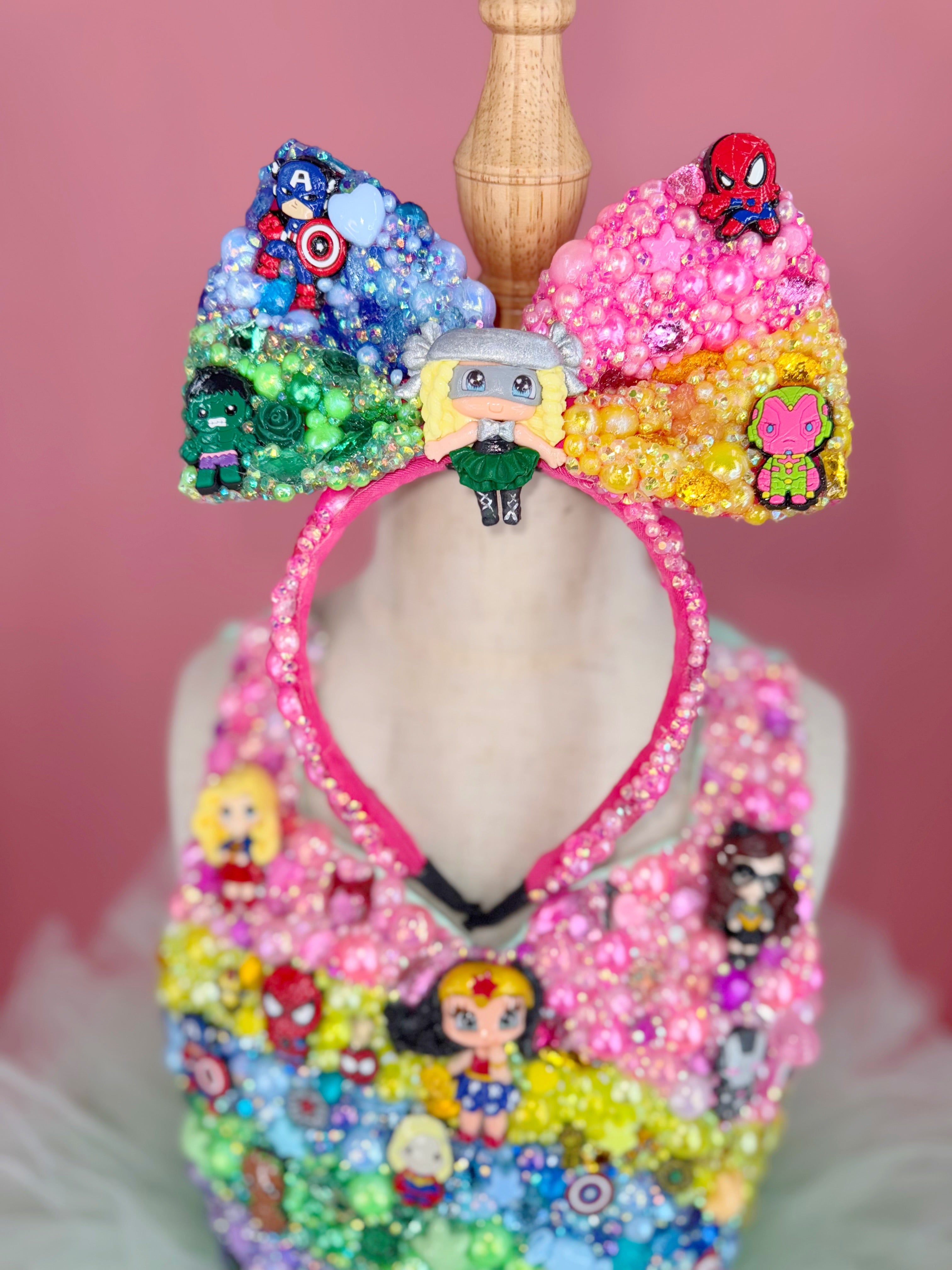 Gemmed ears headband or bow