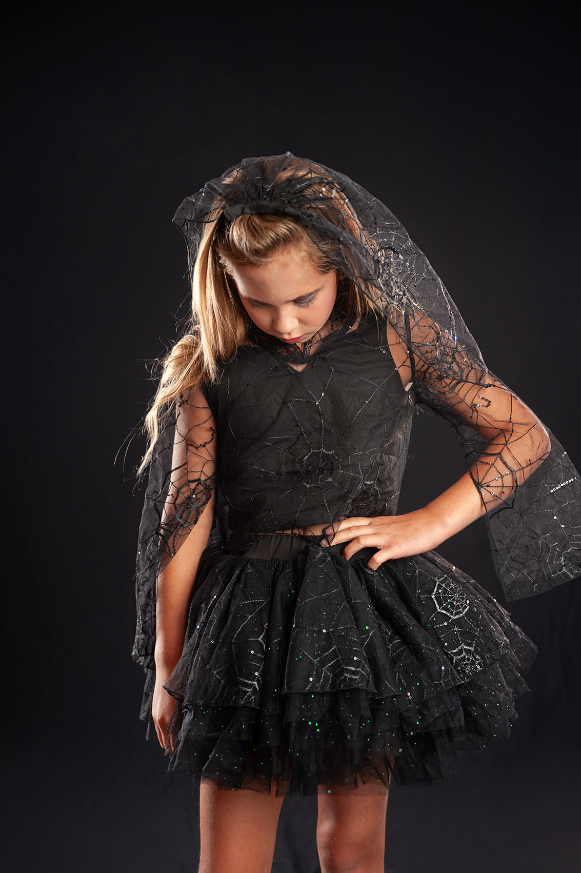 VEIL AND SPIDERWEB MESH TOP (NO TUTU)