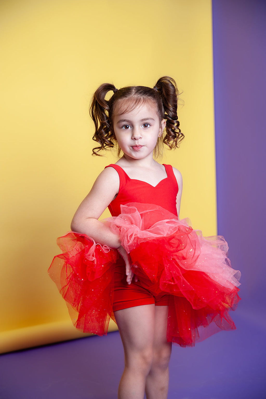 Red two piece bamboo tutu set