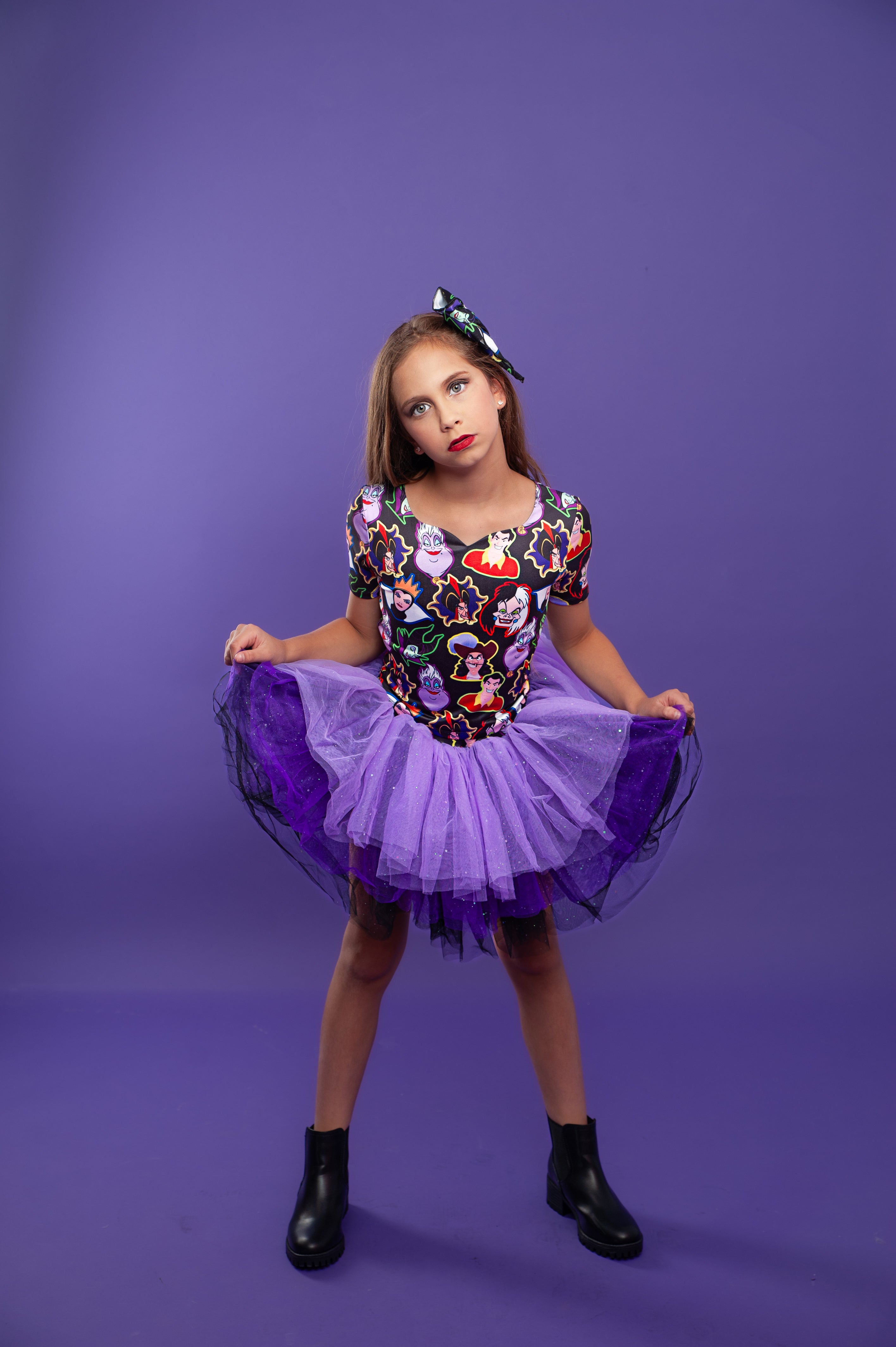 Villains print two piece tutu set full coverage