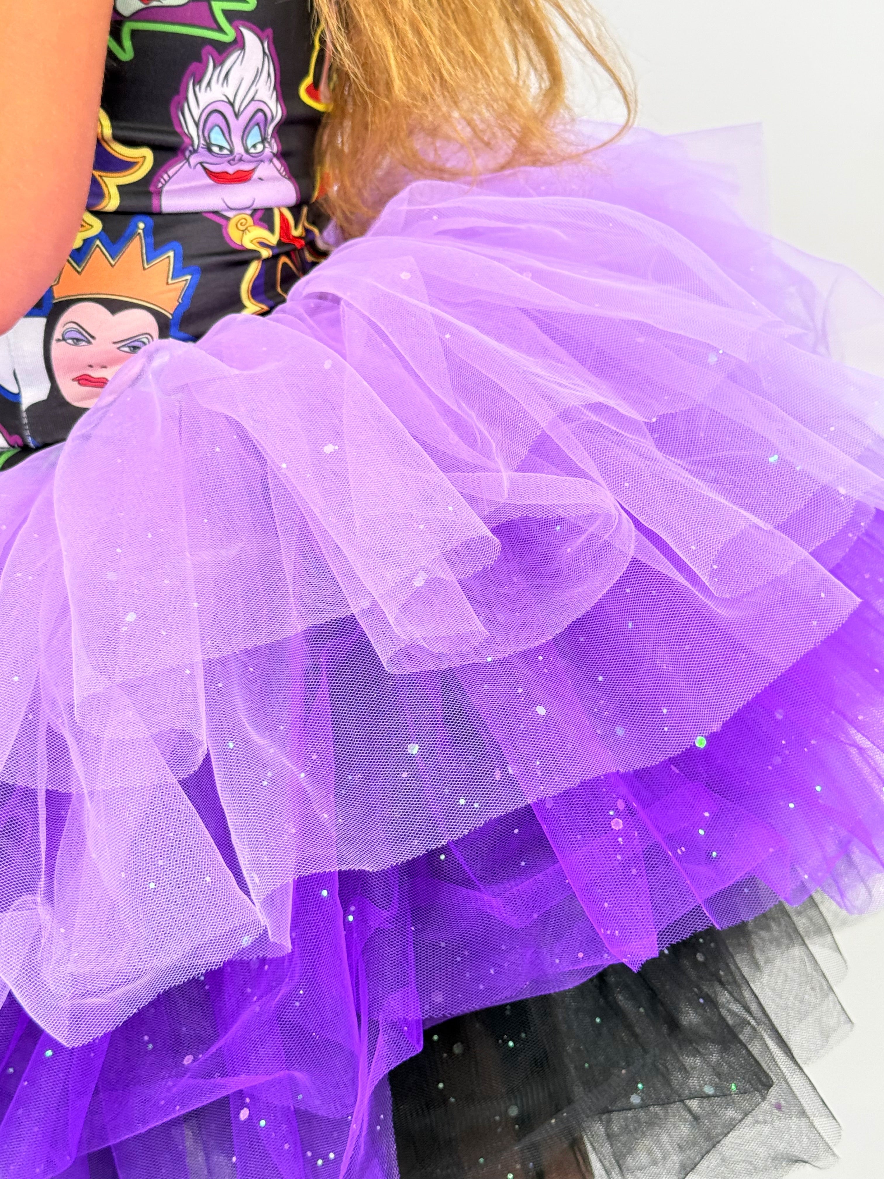 Villains print two piece tutu set full coverage