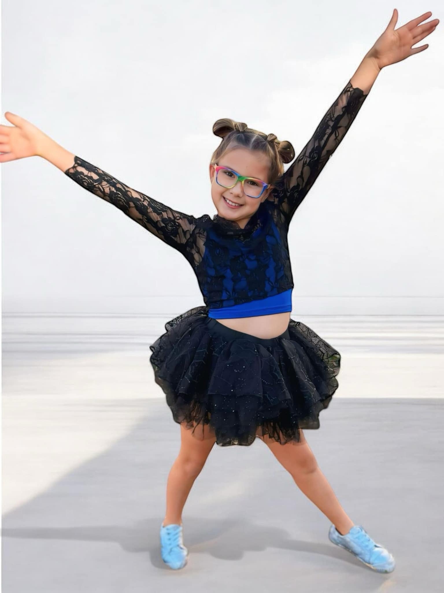 Lace floral sheer top