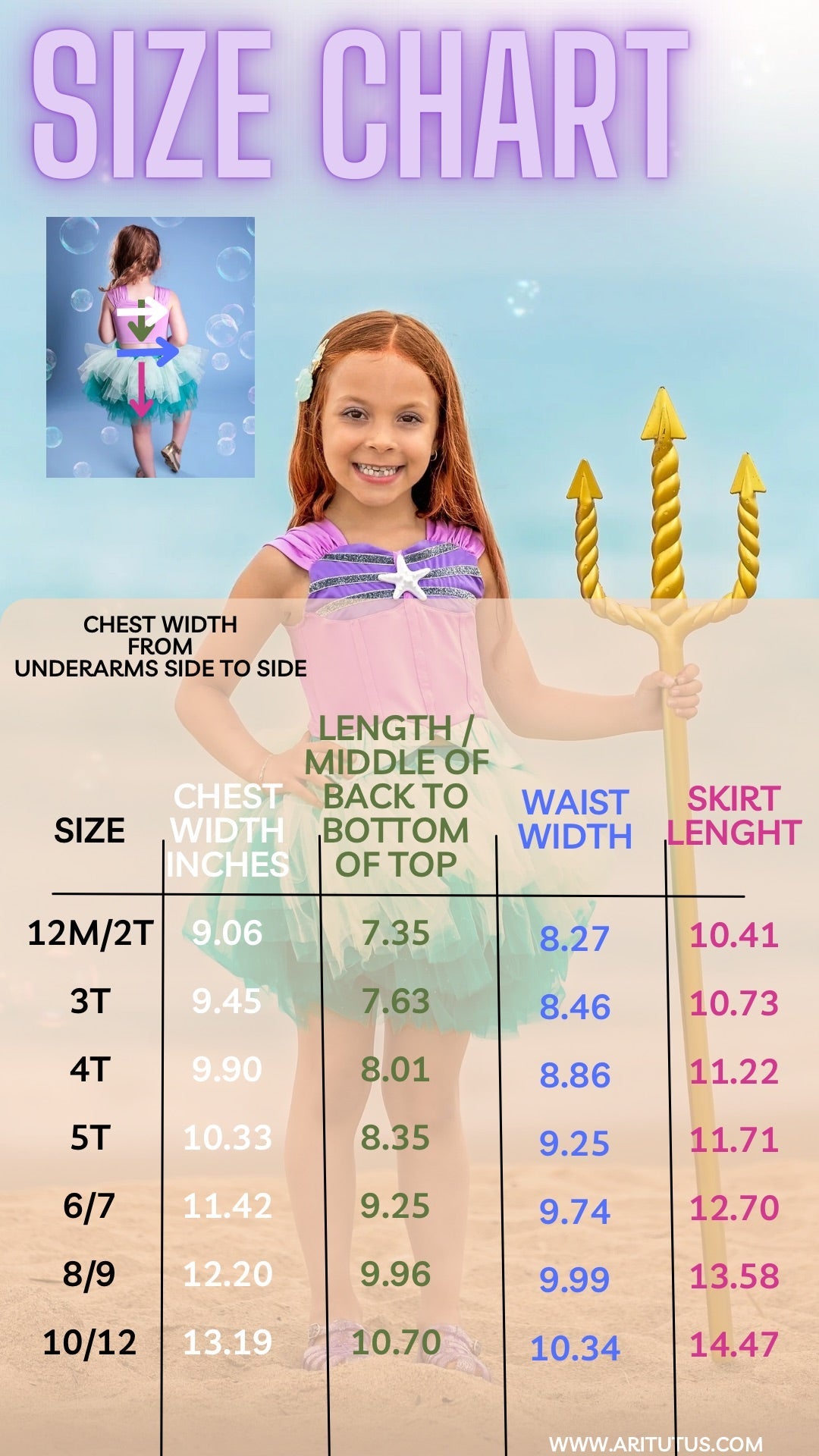 Ariel mermaid Bamboo tutu set Ready to ship