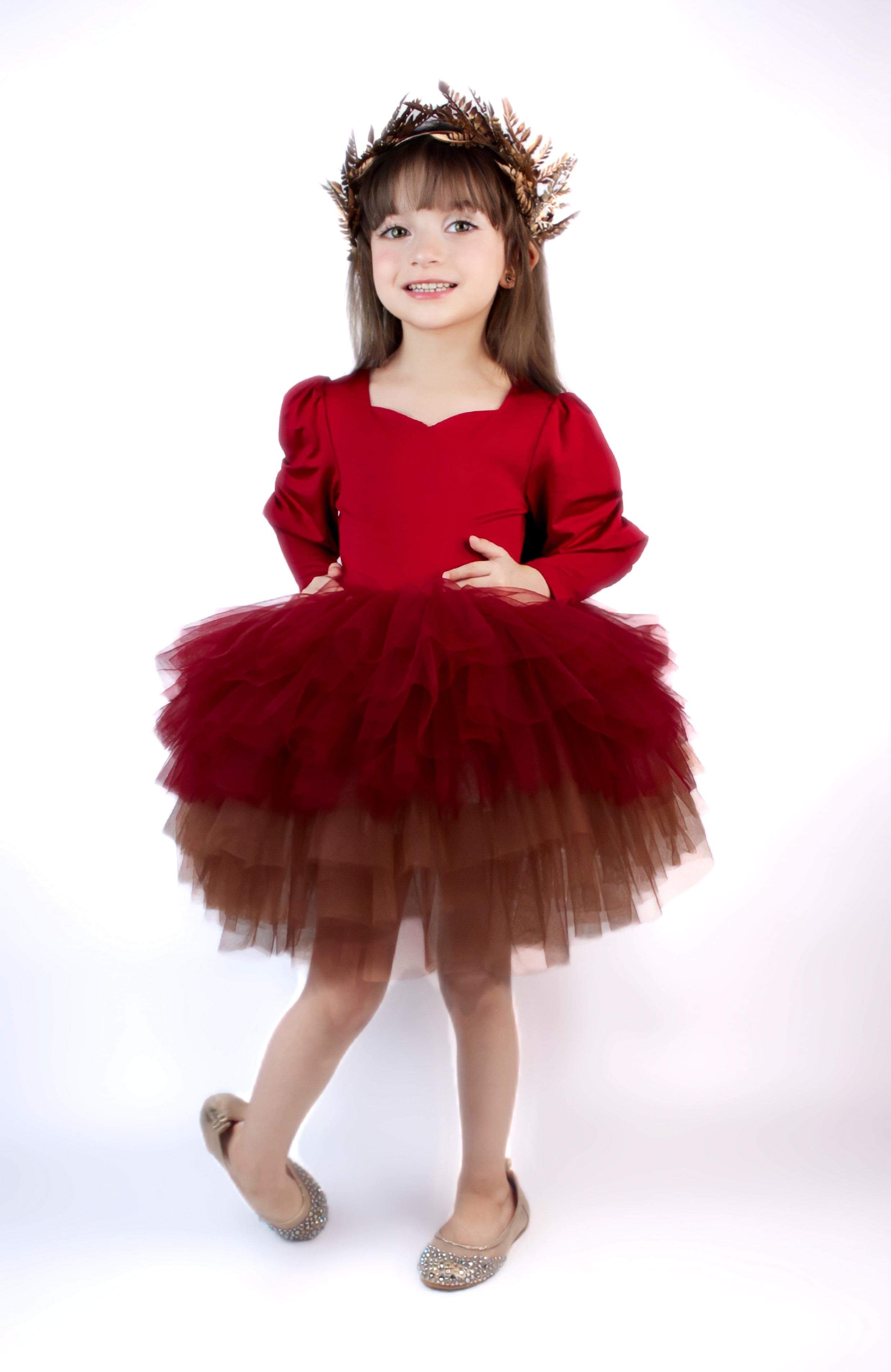 Wine ombré soft tulle tutu Leo one piece