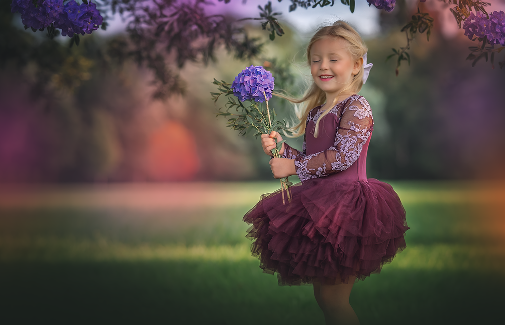 Plum lace soft tulle tutu Leo